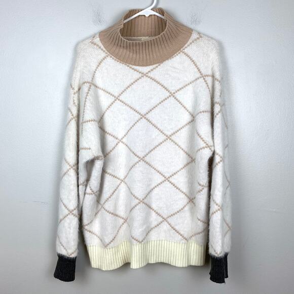 Listicle Fuzzy Sweater Knit Mock Neck Sweater Pullover Long Sleeve Soft Large - Picture 1 of 9